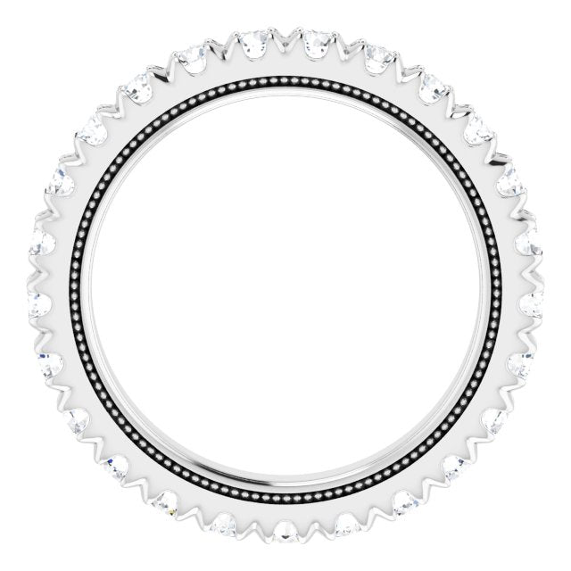 Platinum Round Natural Diamond Milgrain French-Set Eternity Band – 2.5 mm Stones - view 2