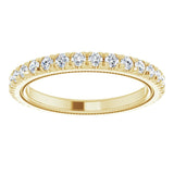 14K Gold Round Natural Diamond Milgrain French-Set Eternity Band – 2 mm Stones - Yellow Gold - view 3