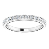 Platinum Round Natural Diamond Milgrain French-Set Eternity Band – 2 mm Stones - view 3