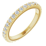 14K Gold Round Lab-Grown Diamond Milgrain French-Set Eternity Band – 2 mm Stones - Yellow Gold