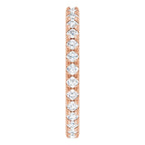 14K Gold Round Natural Diamond Milgrain French-Set Eternity Band – 2 mm Stones - Rose Gold - view 4