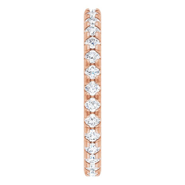 14K Gold Round Natural Diamond Milgrain French-Set Eternity Band – 2 mm Stones - Rose Gold - view 4