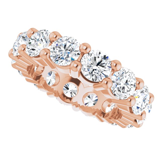 10K Gold Round Lab-Grown Diamond Shared-Prong Eternity Band – 4.1 mm Stones - Rose Gold - view 5