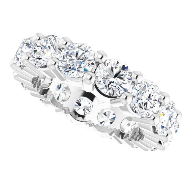 10K Gold Round Lab-Grown Diamond Shared-Prong Eternity Band – 4.1 mm Stones - White Gold - view 5