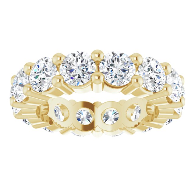 10K Gold Round Natural Diamond Shared-Prong Eternity Band – 4.1 mm Stones - Yellow Gold - view 3