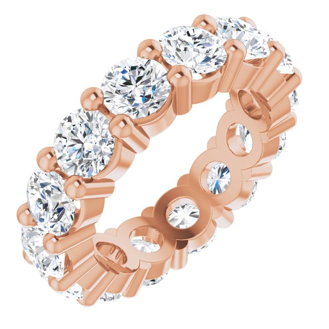 14K Gold Round Lab-Grown Diamond Shared-Prong Eternity Band – 4.1 mm Stones - Rose Gold