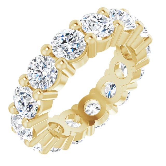 14K Gold Round Lab-Grown Diamond Shared-Prong Eternity Band – 4.1 mm Stones - Yellow Gold