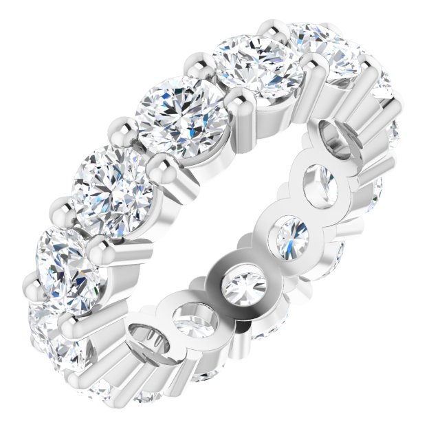 10K Gold Round Natural Diamond Shared-Prong Eternity Band – 4.1 mm Stones - White Gold