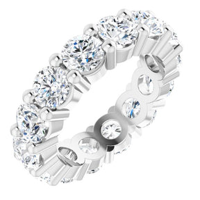 Platinum Round Lab-Grown Diamond Shared-Prong Eternity Band – 4.1 mm Stones