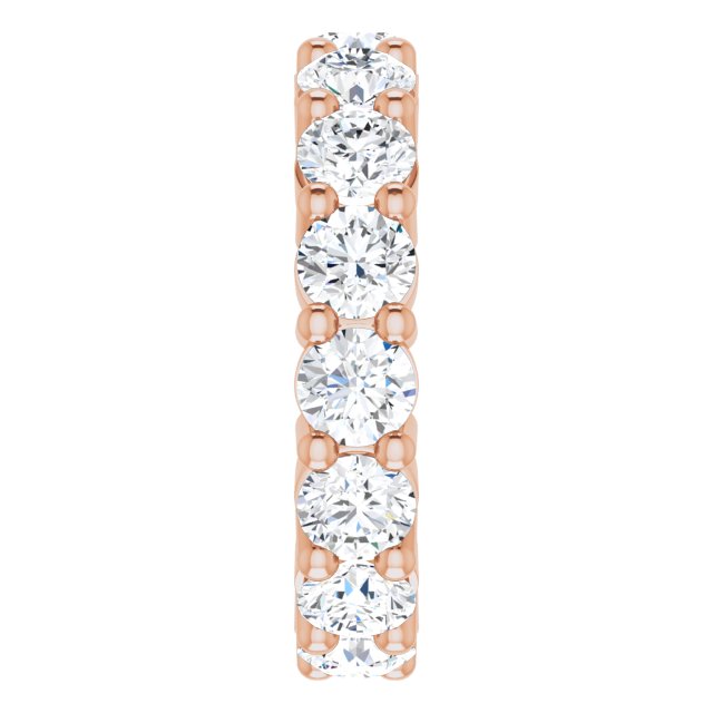 10K Gold Round Natural Diamond Shared-Prong Eternity Band – 4.1 mm Stones - Rose Gold - view 4