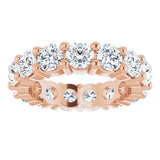 10K Gold Round Lab-Grown Diamond Shared-Prong Eternity Band – 4.1 mm Stones - Rose Gold - view 3