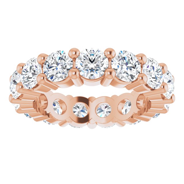 10K Gold Round Lab-Grown Diamond Shared-Prong Eternity Band – 4.1 mm Stones - Rose Gold - view 3