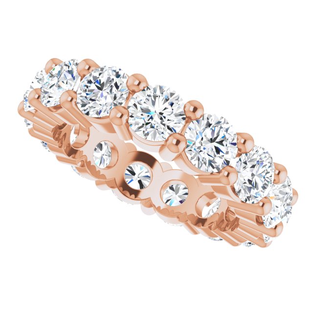 10K Gold Round Lab-Grown Diamond Shared-Prong Eternity Band – 4.1 mm Stones - Rose Gold - view 5
