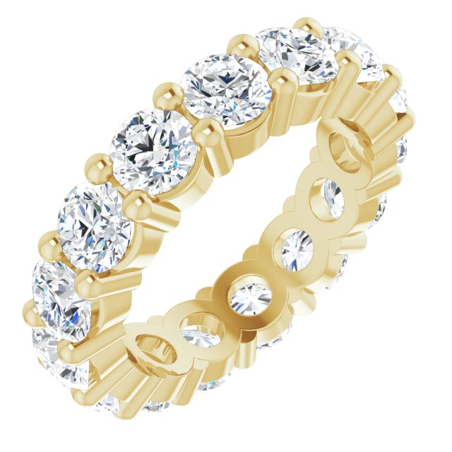 10K Gold Round Natural Diamond Shared-Prong Eternity Band – 4.1 mm Stones - Yellow Gold