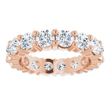 10K Gold Round Lab-Grown Diamond Shared-Prong Eternity Band – 4.1 mm Stones - Rose Gold - view 3