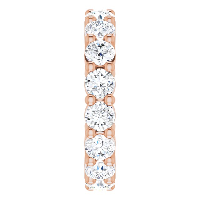 10K Gold Round Lab-Grown Diamond Shared-Prong Eternity Band – 4.1 mm Stones - Rose Gold - view 4