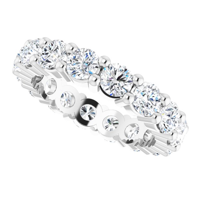 10K Gold Round Lab-Grown Diamond Shared-Prong Eternity Band – 4.1 mm Stones - White Gold - view 5