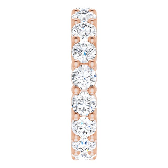 10K Gold Round Lab-Grown Diamond Shared-Prong Eternity Band – 4.1 mm Stones - Rose Gold - view 4
