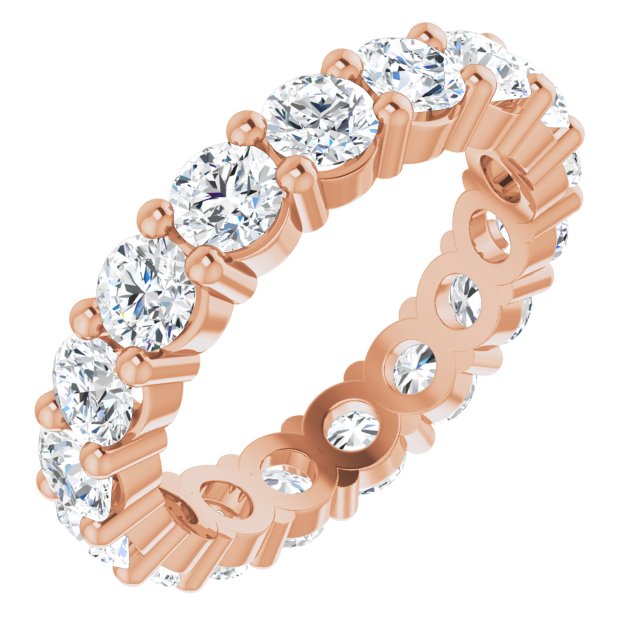 10K Gold Round Lab-Grown Diamond Shared-Prong Eternity Band – 4.1 mm Stones - Rose Gold