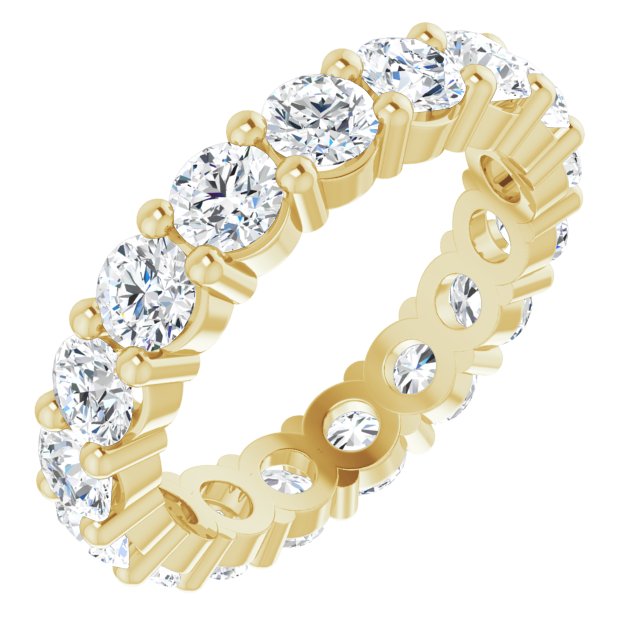 10K Gold Round Natural Diamond Shared-Prong Eternity Band – 4.1 mm Stones - Yellow Gold