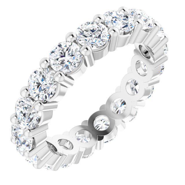 10K Gold Round Lab-Grown Diamond Shared-Prong Eternity Band – 4.1 mm Stones - White Gold