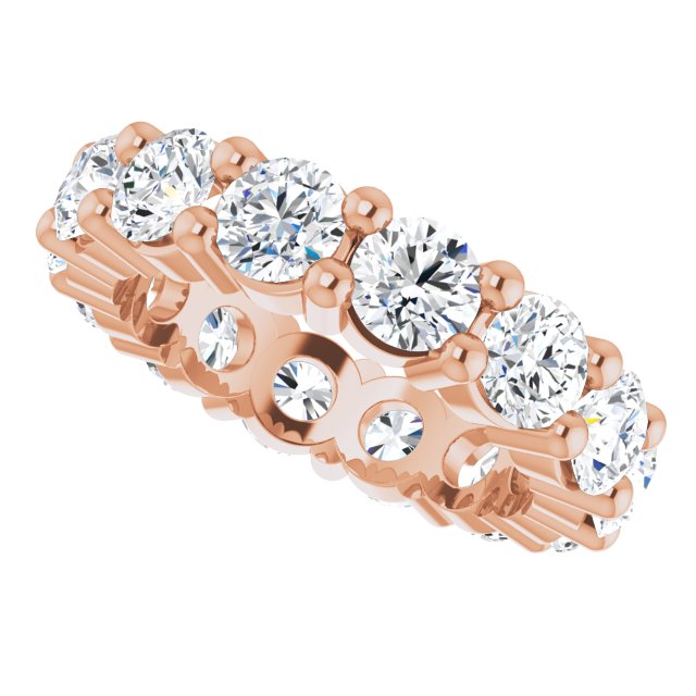 10K Gold Round Natural Diamond Shared-Prong Eternity Band – 4.1 mm Stones - Rose Gold - view 5