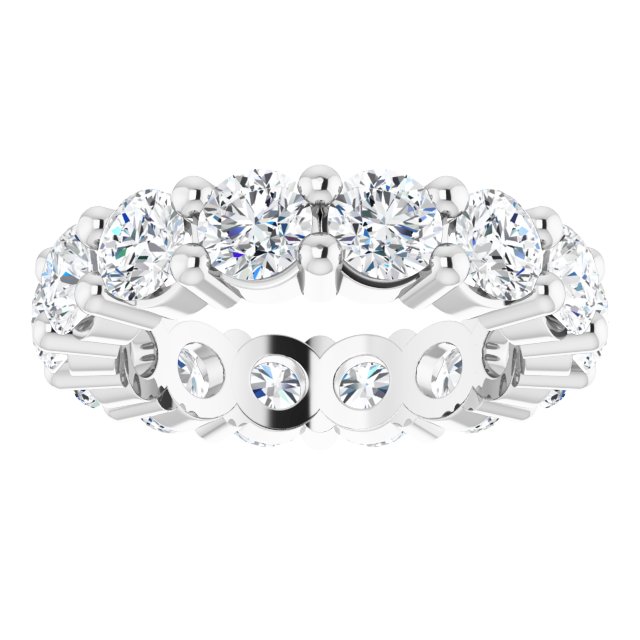 10K Gold Round Lab-Grown Diamond Shared-Prong Eternity Band – 4.1 mm Stones - White Gold - view 3
