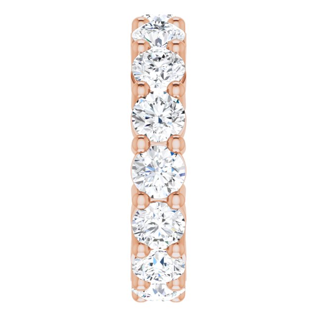 14K Gold Round Lab-Grown Diamond Shared-Prong Eternity Band – 4.1 mm Stones - Rose Gold - view 4