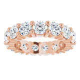 10K Gold Round Natural Diamond Shared-Prong Eternity Band – 4.1 mm Stones - Rose Gold - view 3