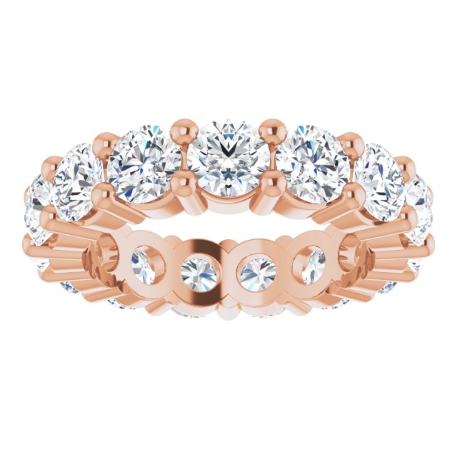 10K Gold Round Natural Diamond Shared-Prong Eternity Band – 4.1 mm Stones - Rose Gold - view 3
