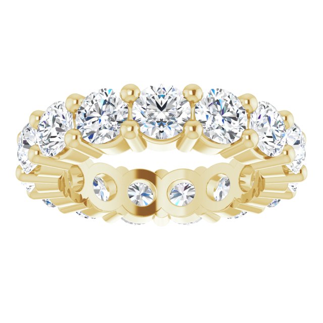 14K Gold Round Lab-Grown Diamond Shared-Prong Eternity Band – 4.1 mm Stones - Yellow Gold - view 3
