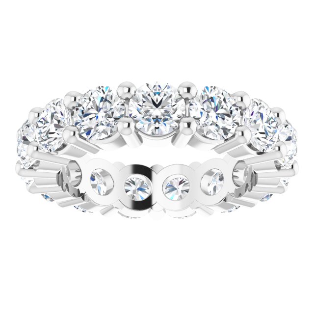 10K Gold Round Lab-Grown Diamond Shared-Prong Eternity Band – 4.1 mm Stones - White Gold - view 3