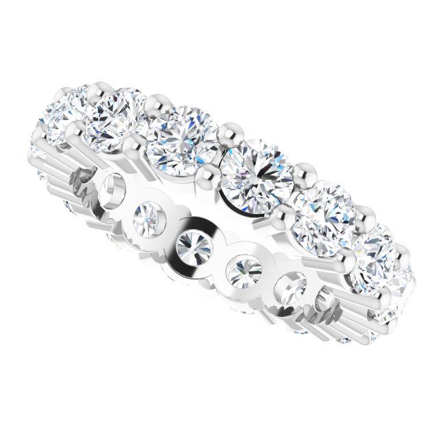 10K Gold Round Natural Diamond Shared-Prong Eternity Band – 4.1 mm Stones - White Gold - view 5