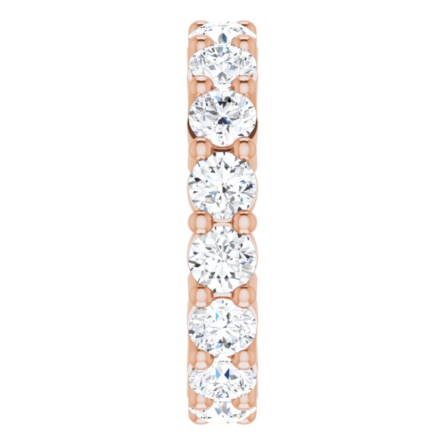 10K Gold Round Lab-Grown Diamond Shared-Prong Eternity Band – 4.1 mm Stones - Rose Gold - view 4