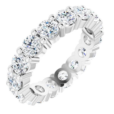 10K Gold Round Natural Diamond Shared-Prong Eternity Band – 4.1 mm Stones - White Gold
