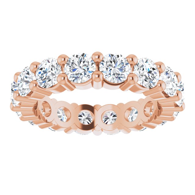10K Gold Round Lab-Grown Diamond Shared-Prong Eternity Band – 4.1 mm Stones - Rose Gold - view 3