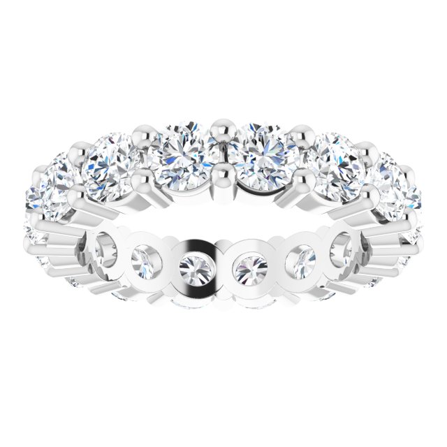10K Gold Round Lab-Grown Diamond Shared-Prong Eternity Band – 4.1 mm Stones - White Gold - view 3