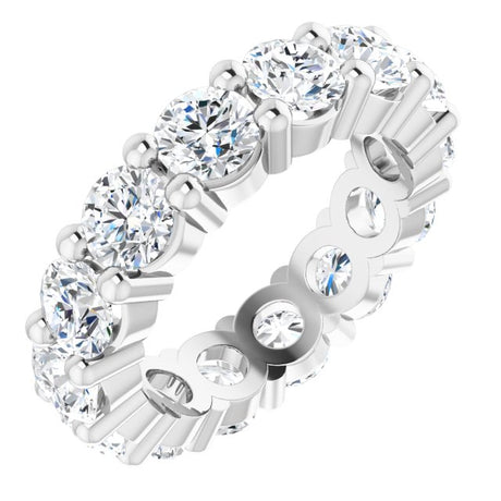 10K Gold Round Natural Diamond Shared-Prong Eternity Band – 4.1 mm Stones - White Gold