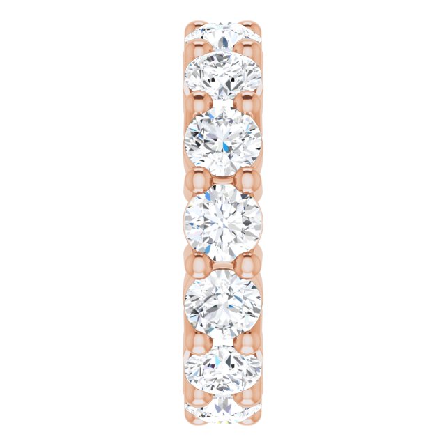 10K Gold Round Lab-Grown Diamond Shared-Prong Eternity Band – 4.1 mm Stones - Rose Gold - view 4