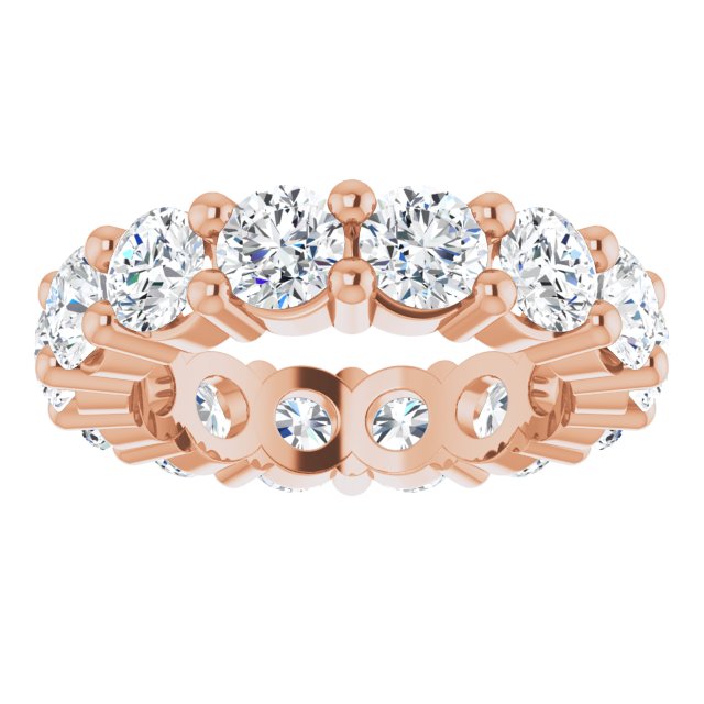 10K Gold Round Lab-Grown Diamond Shared-Prong Eternity Band – 4.1 mm Stones - Rose Gold - view 3