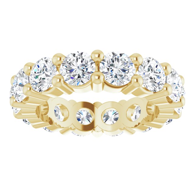 10K Gold Round Natural Diamond Shared-Prong Eternity Band – 4.1 mm Stones - Yellow Gold - view 3