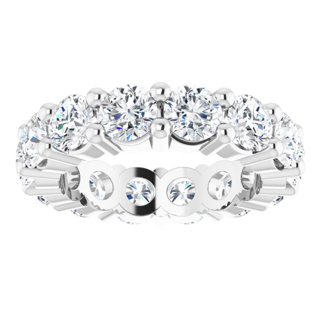 10K Gold Round Lab-Grown Diamond Shared-Prong Eternity Band – 4.1 mm Stones - White Gold - view 3