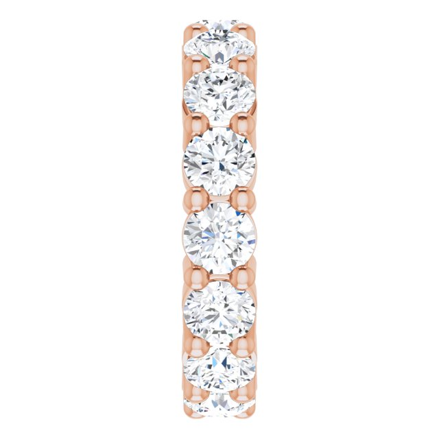 10K Gold Round Lab-Grown Diamond Shared-Prong Eternity Band – 4.1 mm Stones - Rose Gold - view 4