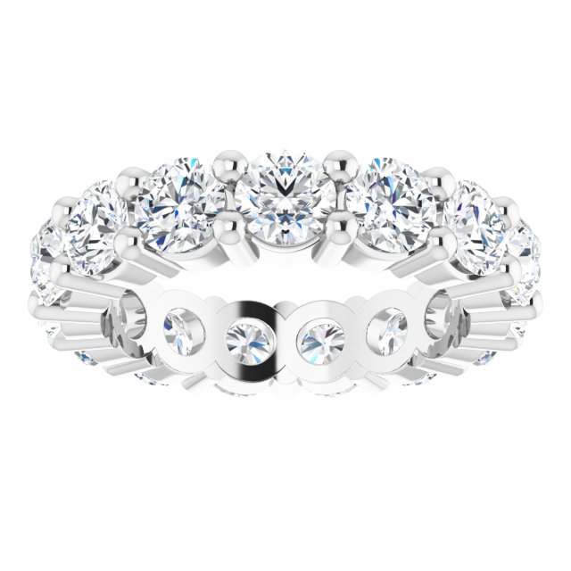 10K Gold Round Lab-Grown Diamond Shared-Prong Eternity Band – 4.1 mm Stones - White Gold - view 3