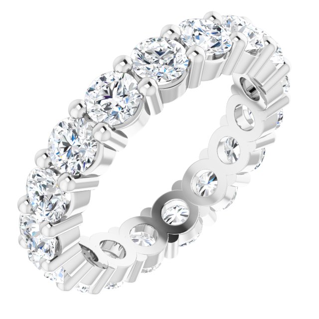 10K Gold Round Lab-Grown Diamond Shared-Prong Eternity Band – 4.1 mm Stones - White Gold