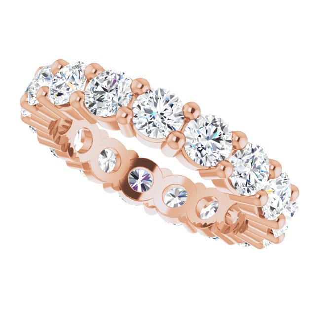 10K Gold Round Natural Diamond Shared-Prong Eternity Band – 4.1 mm Stones - Rose Gold - view 5
