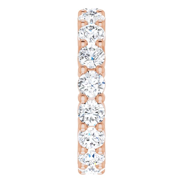 10K Gold Round Lab-Grown Diamond Shared-Prong Eternity Band – 4.1 mm Stones - Rose Gold - view 4