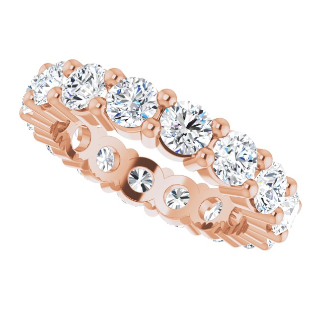 10K Gold Round Lab-Grown Diamond Shared-Prong Eternity Band – 4.1 mm Stones - Rose Gold - view 5