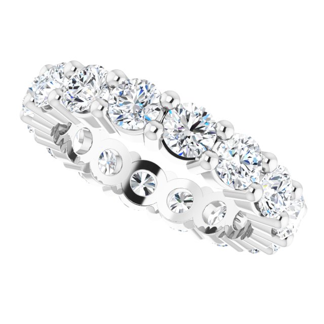 10K Gold Round Lab-Grown Diamond Shared-Prong Eternity Band – 4.1 mm Stones - White Gold - view 5