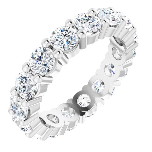 14K Gold Round Lab-Grown Diamond Shared-Prong Eternity Band – 4.1 mm Stones - White Gold